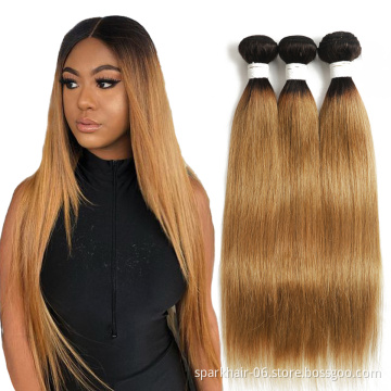 SPARK 10A Ombre Human Hair Bundles 1b/27 Brazilian Honey Blonde Straight Hair Extension Weave 34 36 38 40 Inch Cheap Hair Vendor